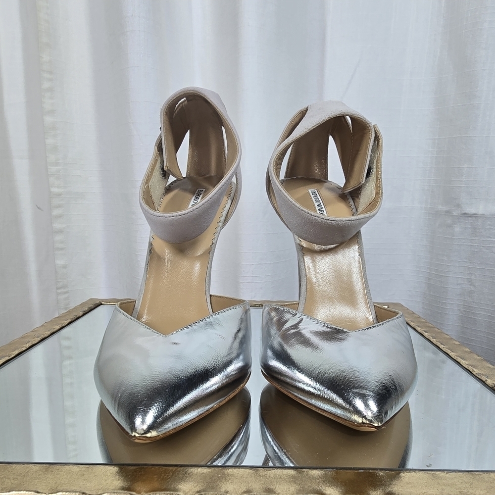 Emporio Armani Metallic Silver Leather Heels - Picture 7 of 15